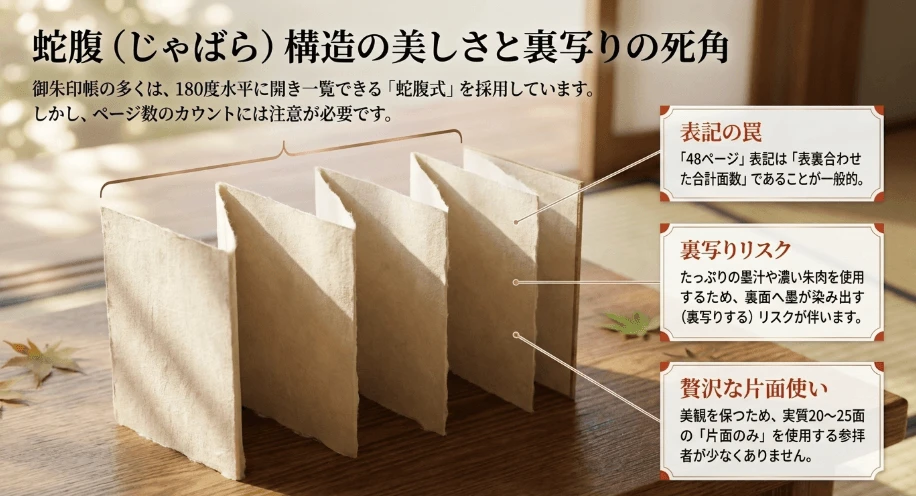 蛇腹式と和綴じのページ数