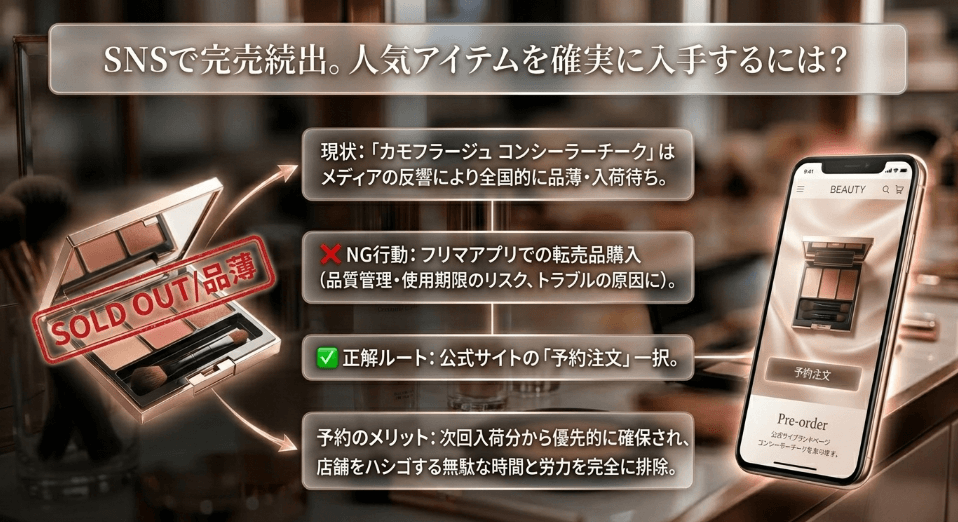 カモフラージュ コンシーラーチークの在庫状況と確実な入手方法
