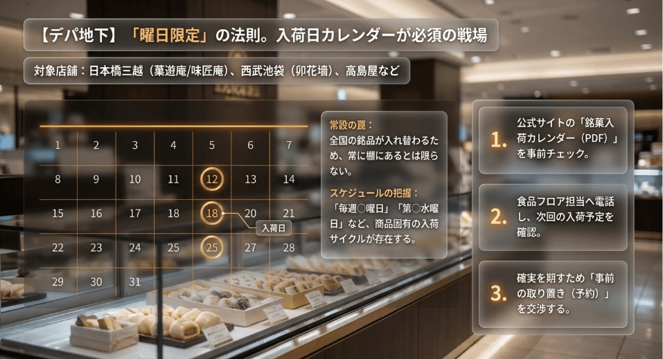 三越の入荷日を確認して人気のあげ潮を確保する