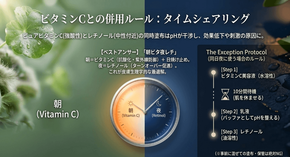 ビタミンCとレチノールを併用する際の時間帯と塗る順番
