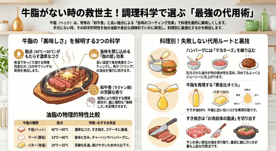 牛脂代用がもたらす調理科学と主要な代替油脂