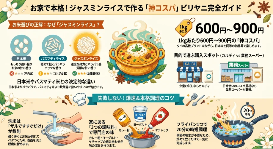 ジャスミンライスでビリヤニ!タイ米とジャスミン米の決定的な違い
