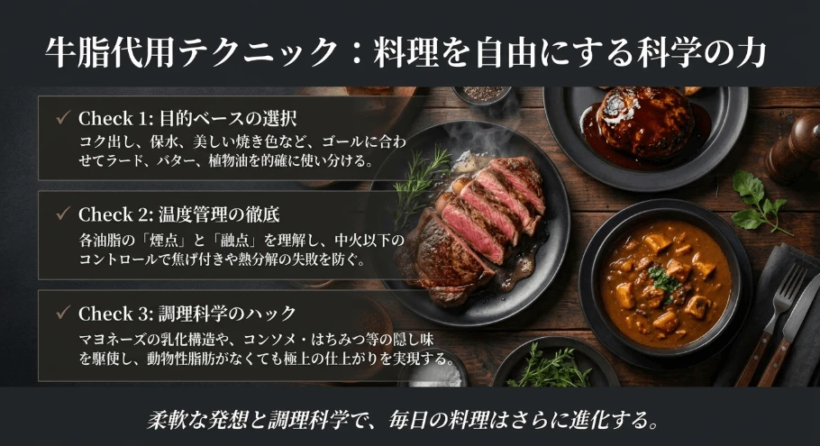 料理の悩みを解決する牛脂代用のポイントまとめ
