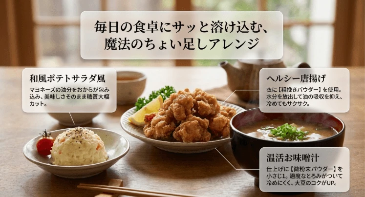 食卓に溶け込むおから簡単アレンジ