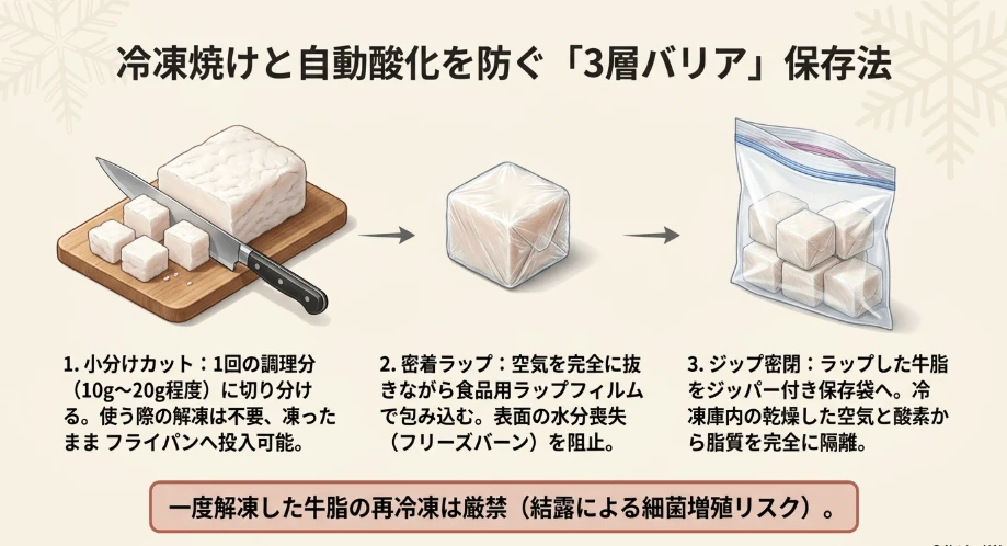 冷凍保存で牛脂の品質を維持できる期間