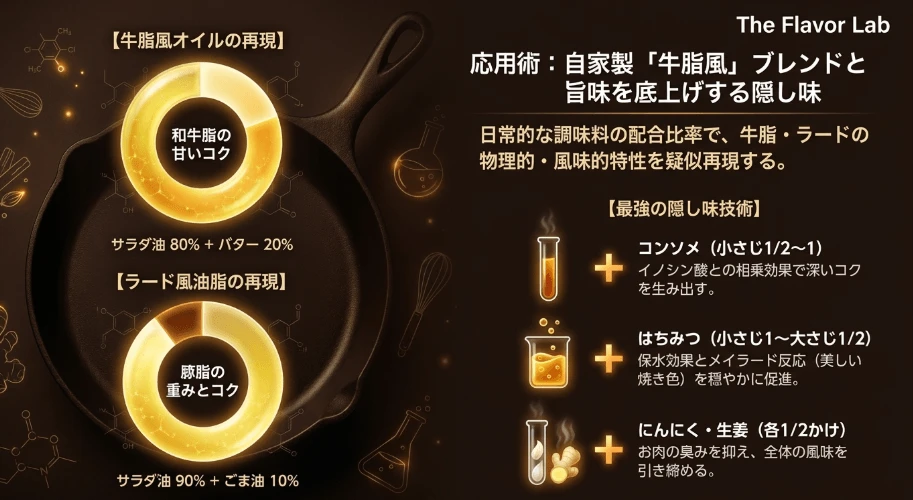 身近な調味料で牛脂の風味を再現する隠し味技術