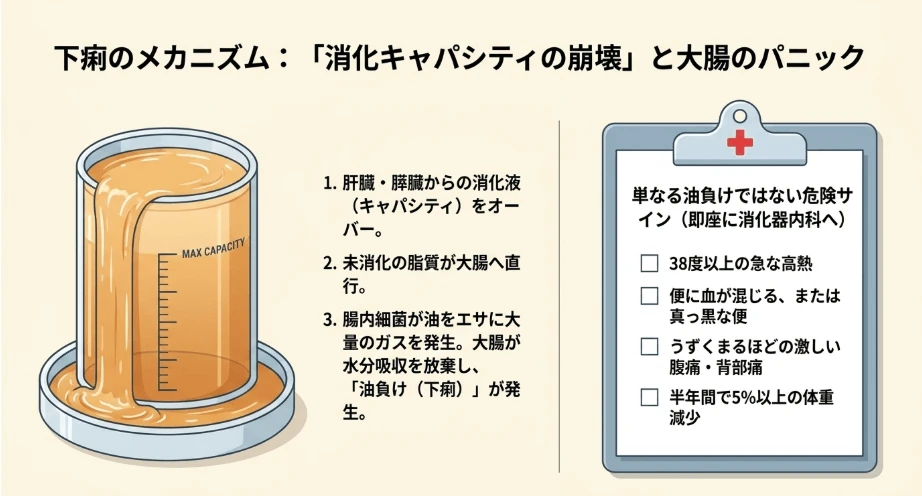 消化酵素の限界を超えた過剰摂取と下痢の生理解剖