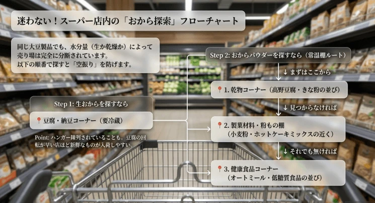 生おからとパウダーの違いと売り場