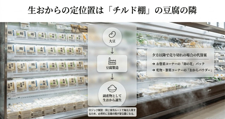 生おからがあるチルド棚