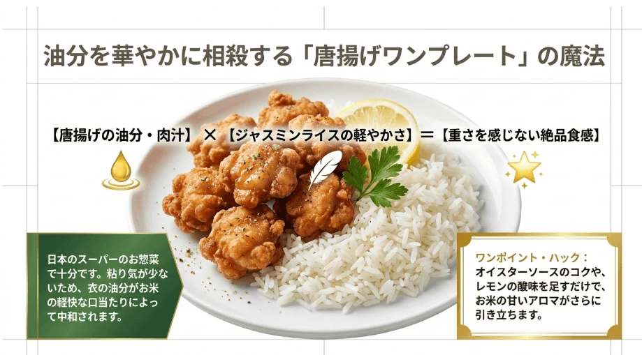 唐揚げの油分を活かすワンプレート