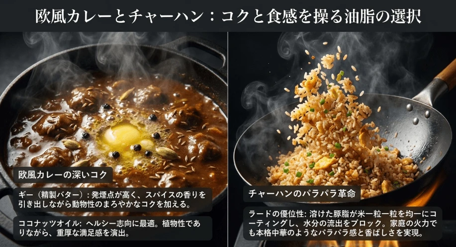 ギーやココナッツ油を使った欧風カレーのコク出し