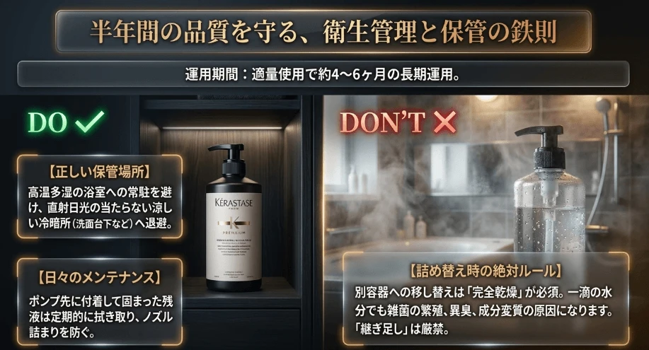 詰め替え時の衛生管理と正しい保管方法