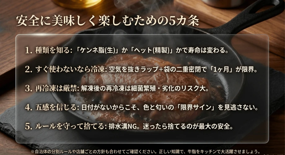安全に美味しく使い切る牛脂の賞味期限まとめ