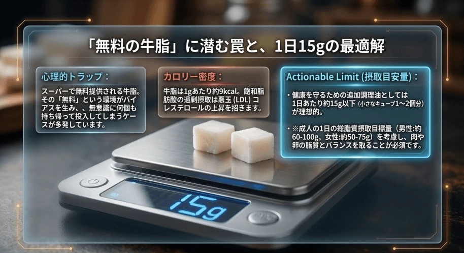 無料でもらえる牛脂の持ち帰りすぎに伴う健康コスト