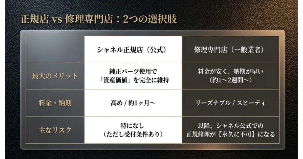 正規店と修理専門店の違い