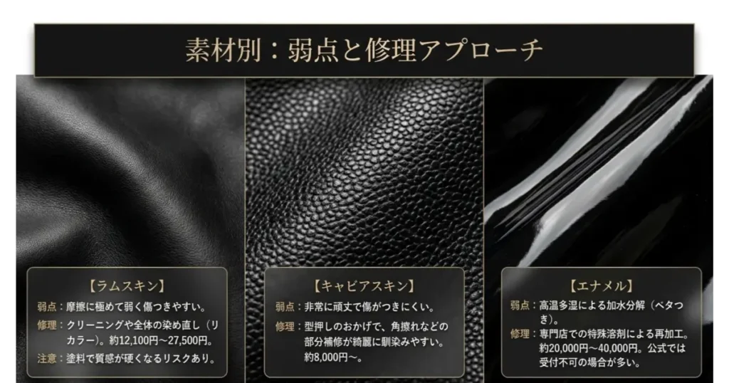 ラムスキンとキャビアの補修