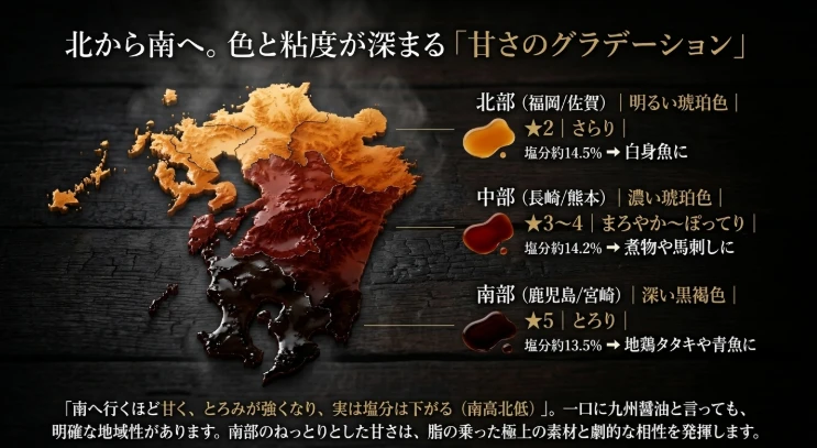 北高南低の甘さグラデーション