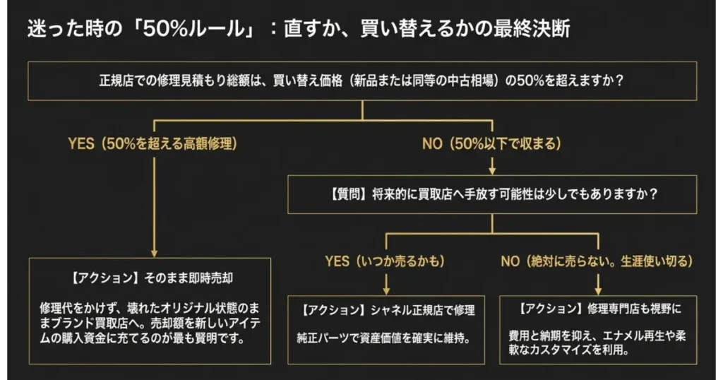 修理か買い替えかを選ぶ「50%ルール」の目安