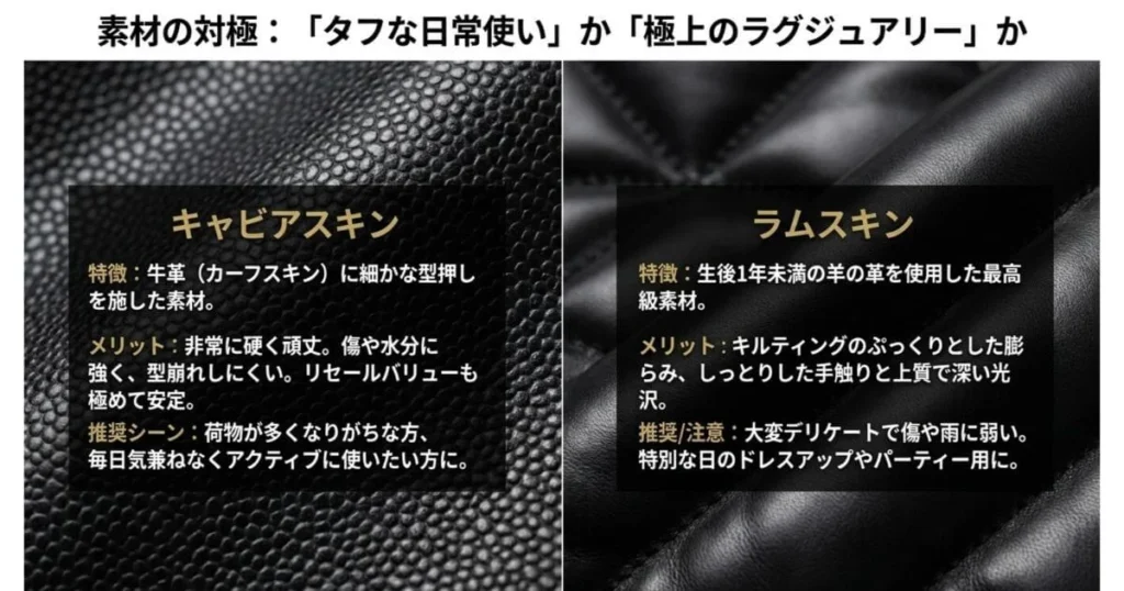 キャビアスキンとラムスキン