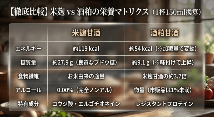 栄養成分とカロリーを比較