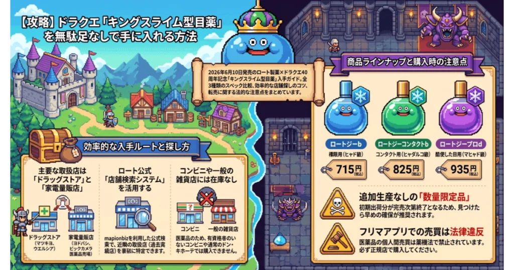 キングスライム型ドラクエ目薬の効率的な探し方と商品ラインナップのまとめ図解