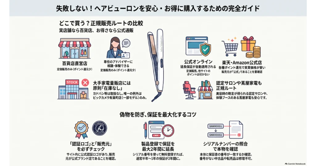 ヘアビューロンを安心・お得に購入するための完全ガイド・インフォグラフィック