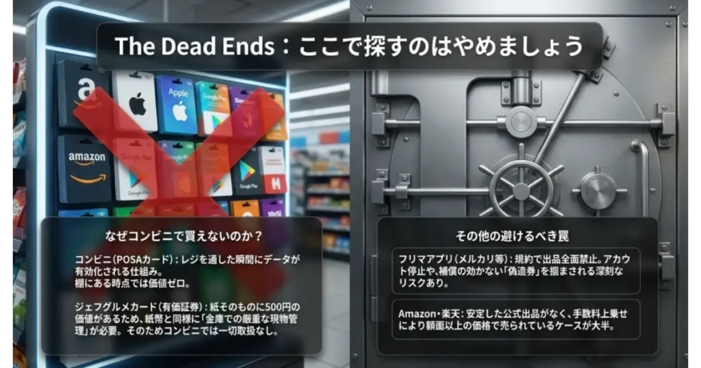 ジェフグルメカードがコンビニで買えない理由とフリマアプリの偽造券リスク