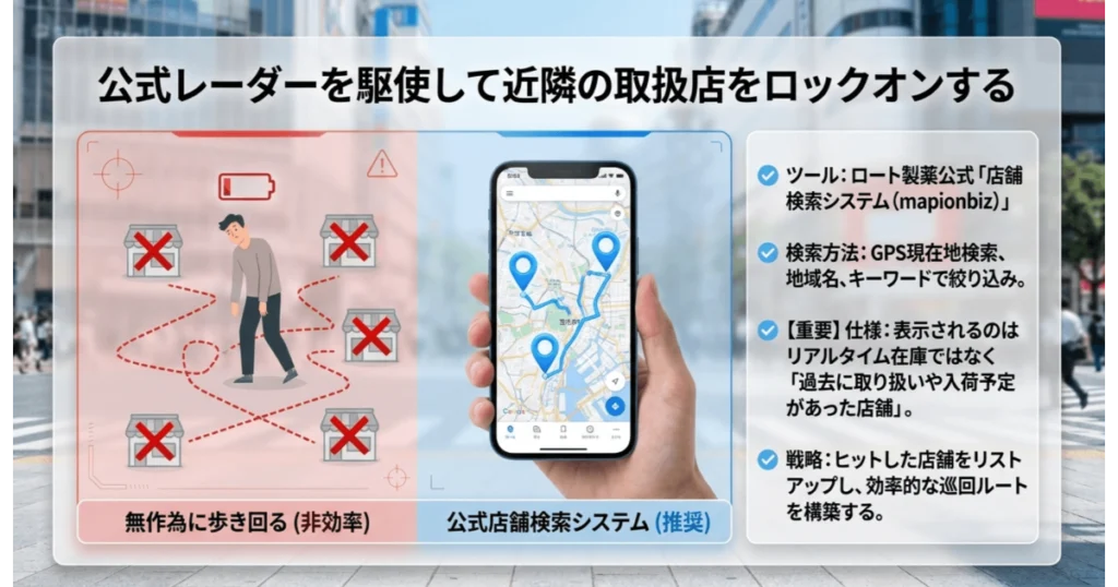 ロート製薬公式店舗検索システムを使ったドラクエ目薬の取扱店舗の探し方