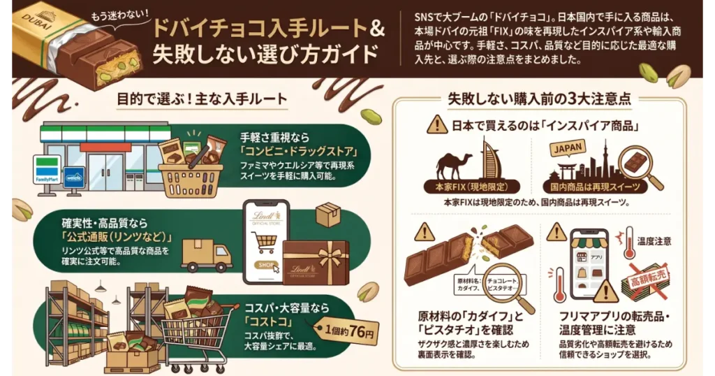ドバイチョコの入手ルートと失敗しない選び方ガイド・注意点まとめ