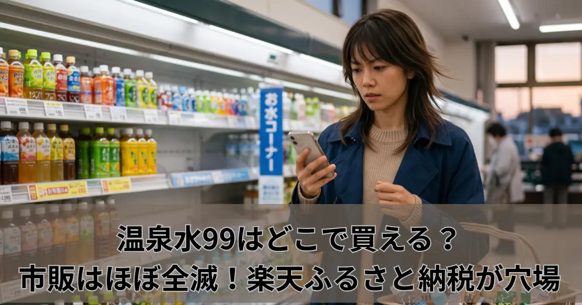温泉水99はどこで買える？店頭市販での取扱店と楽天ふるさと納税の穴場購入ルートアイキャッチ