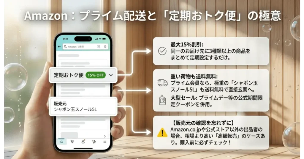 Amazonの定期おトク便を活用してシャボン玉スノール液体洗剤をお得・送料無料で購入するコツ