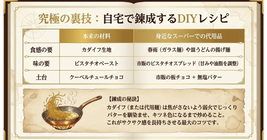 自宅で手作り!ドバイチョコの代用品レシピ(春雨・皿うどん・ピスタチオスプレッド)