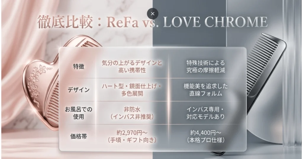 ReFa(リファ)とLOVE CHROME(ラブクロム)のコーム徹底比較表