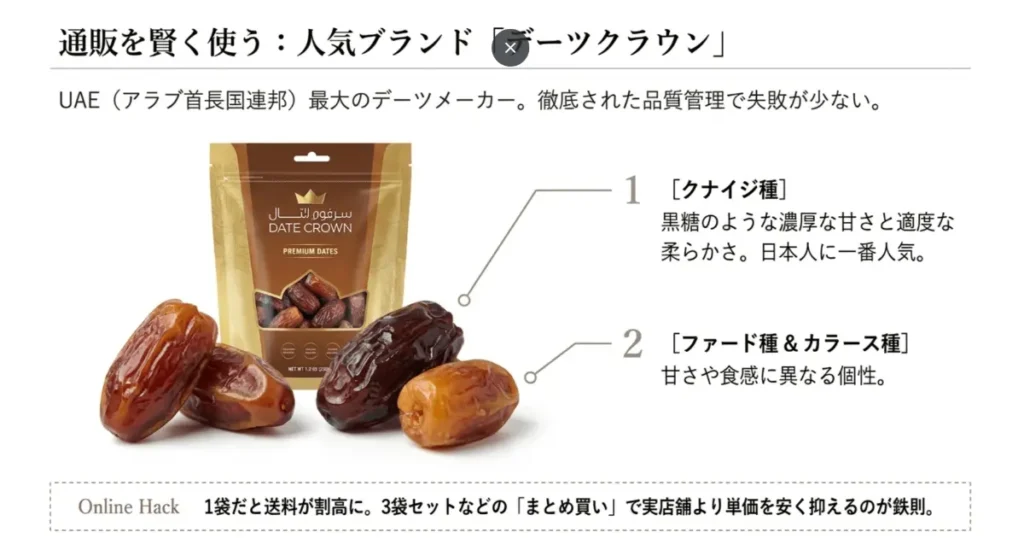 通販で人気のデーツクラウンのパッケージとおすすめ品種