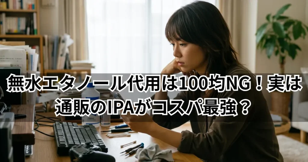 無水エタノール代用は100均NG！実は通販のIPAがコスパ最強？の記事アイキャッチ画像